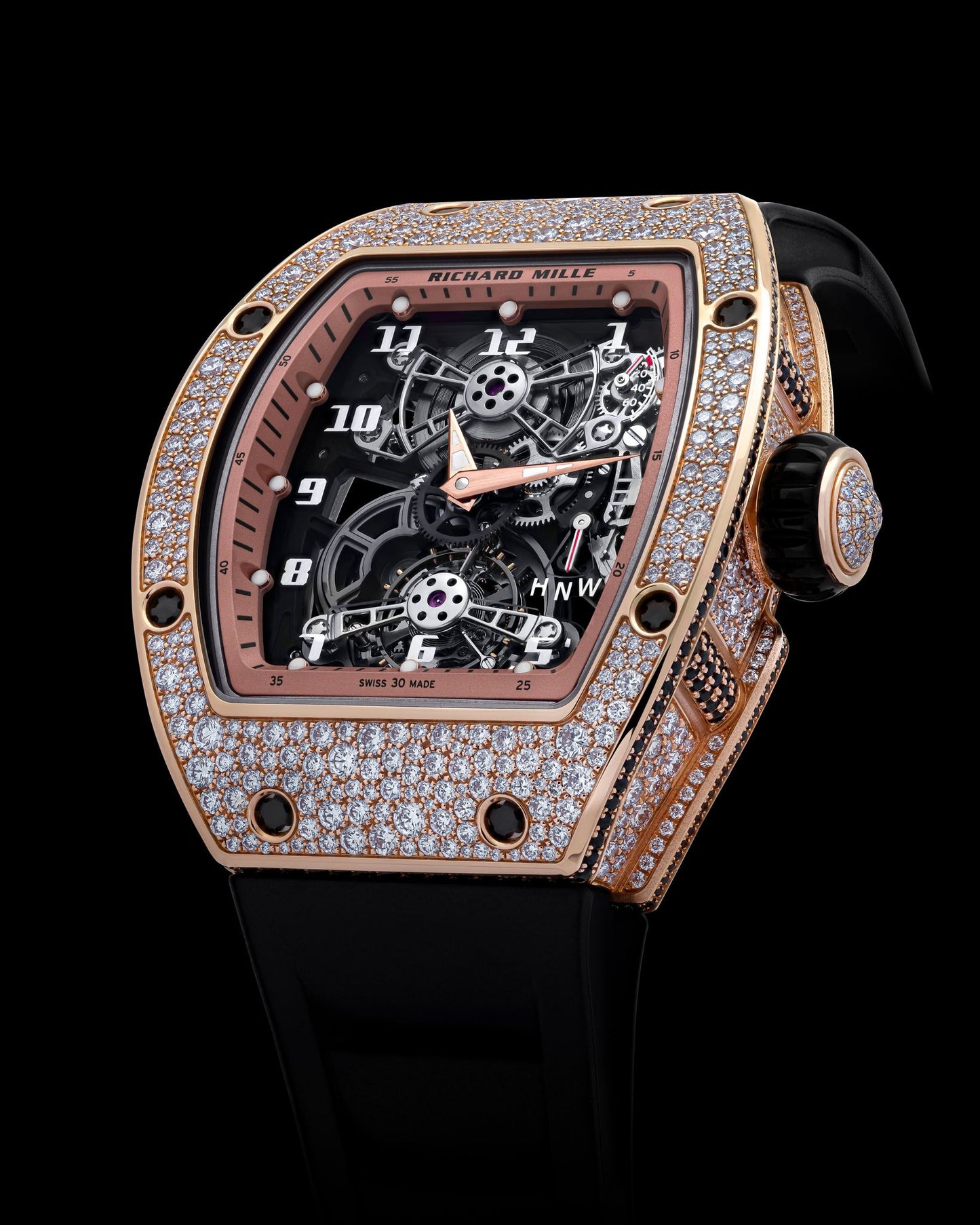 Brand New Richard Mille RM 17-01 Tourbillon Red Gold Snow Set 理查德米勒 RM 17-01 红金雪花镶嵌 陀⾶轮腕表 | WORLDTIMER