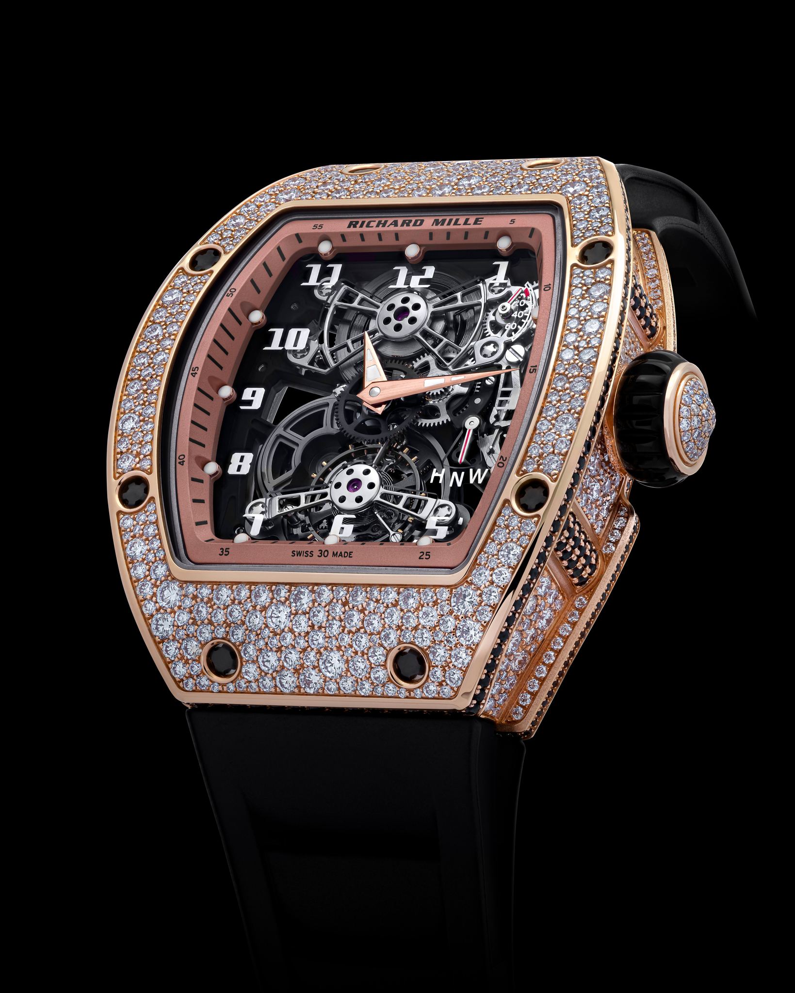 Brand New Richard Mille RM 17-01 Tourbillon Red Gold Snow Set 理查德米勒 RM 17-01 红金雪花镶嵌 陀⾶轮腕表 | WORLDTIMER