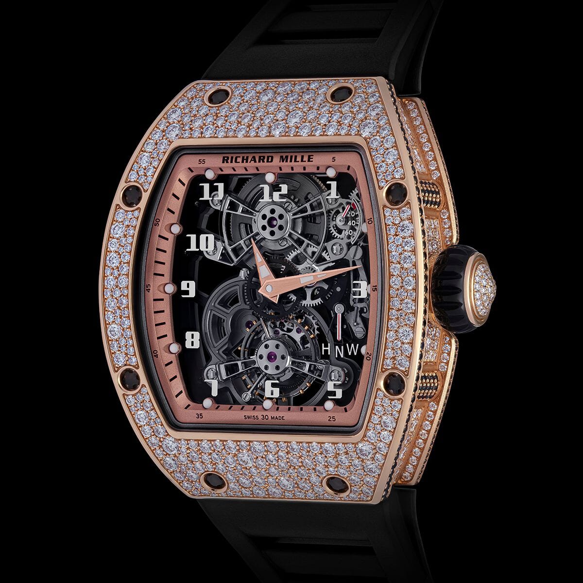 Brand New Richard Mille RM 17-01 Tourbillon Red Gold Snow Set 理查德米勒 RM 17-01 红金雪花镶嵌 陀⾶轮腕表 | WORLDTIMER