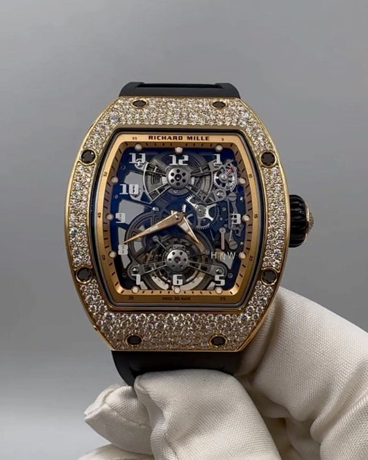 Brand New Richard Mille RM 17-01 Tourbillon Red Gold Snow Set 理查德米勒 RM 17-01 红金雪花镶嵌 陀⾶轮腕表 | WORLDTIMER