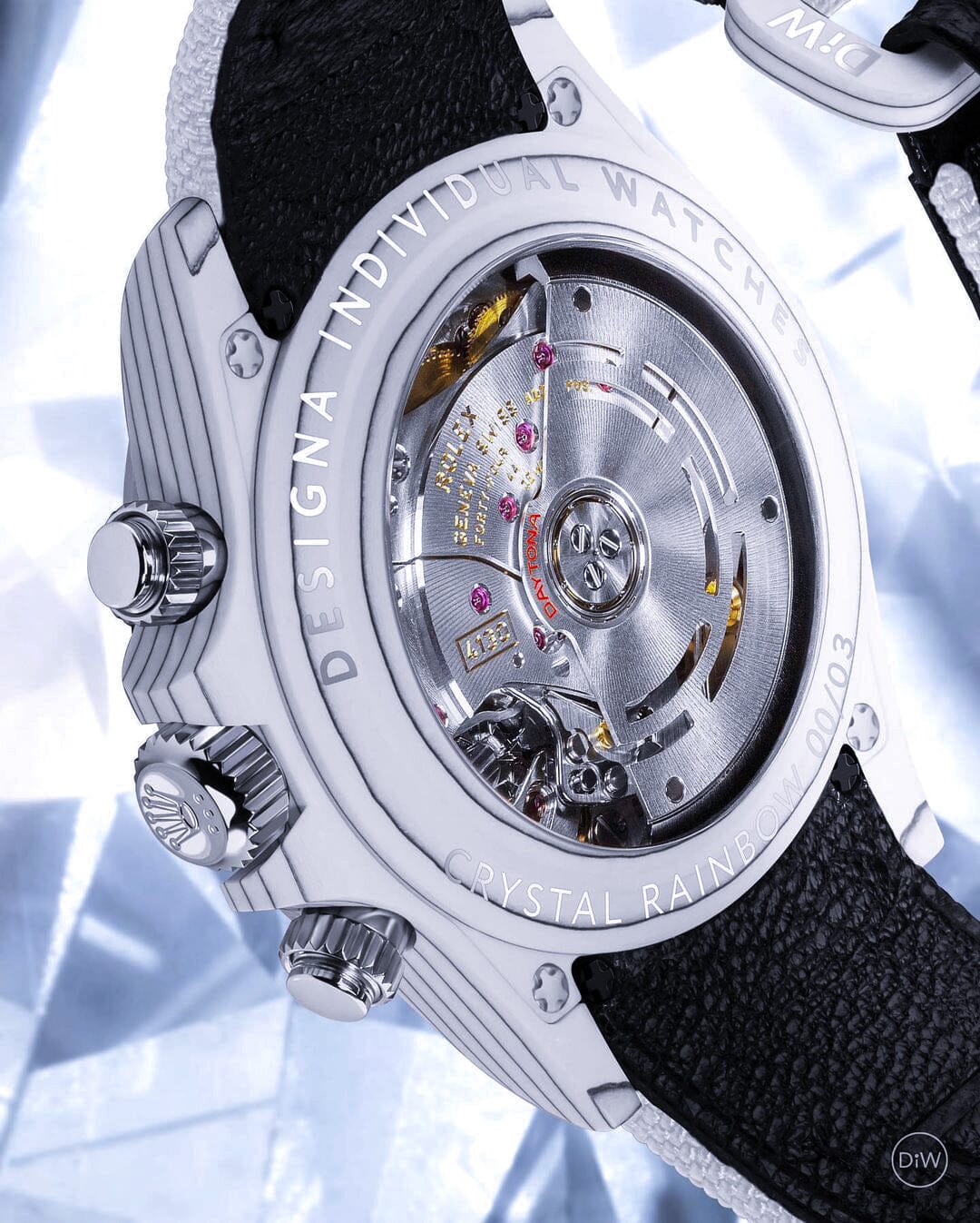 White CarboQuartz DiW Rolex Rainbow Daytona DiW劳力士 彩虹迪通拿 RAINBOW CRYSTAL | WORLDTIMER