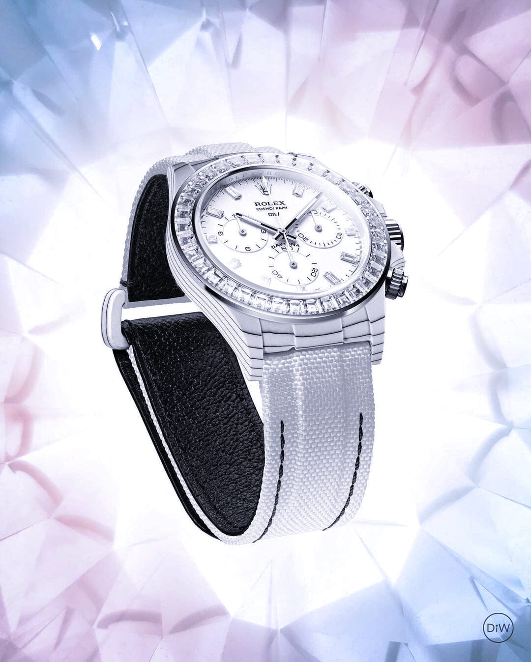 White CarboQuartz DiW Rolex Rainbow Daytona DiW劳力士 彩虹迪通拿 RAINBOW CRYSTAL | WORLDTIMER