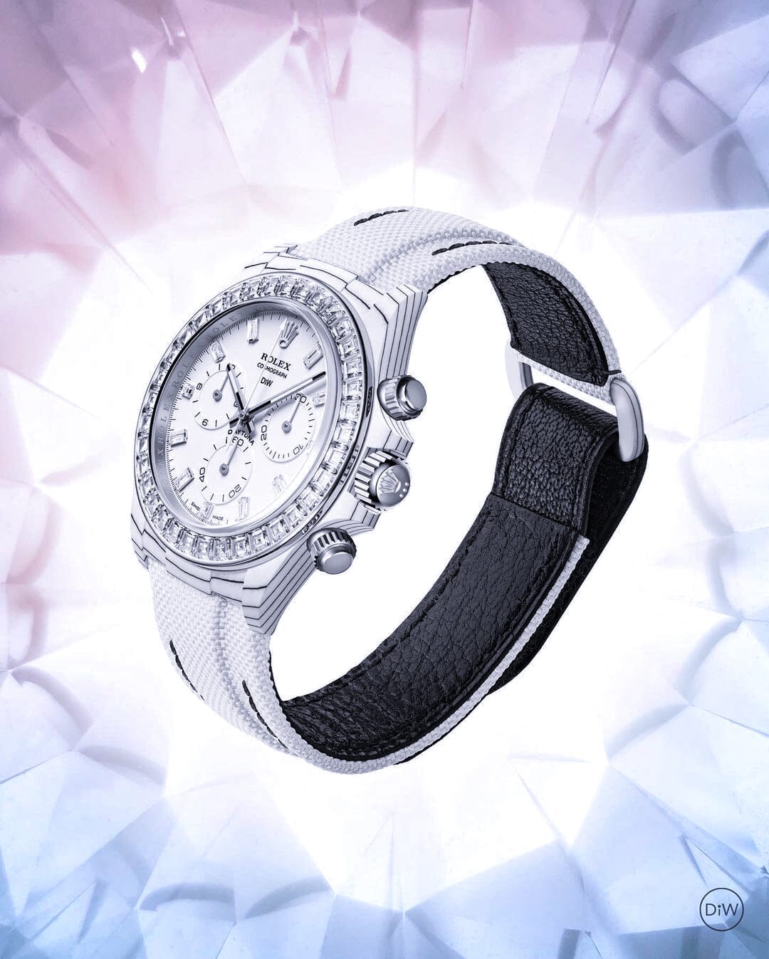 White CarboQuartz DiW Rolex Rainbow Daytona DiW劳力士 彩虹迪通拿 RAINBOW CRYSTAL | WORLDTIMER