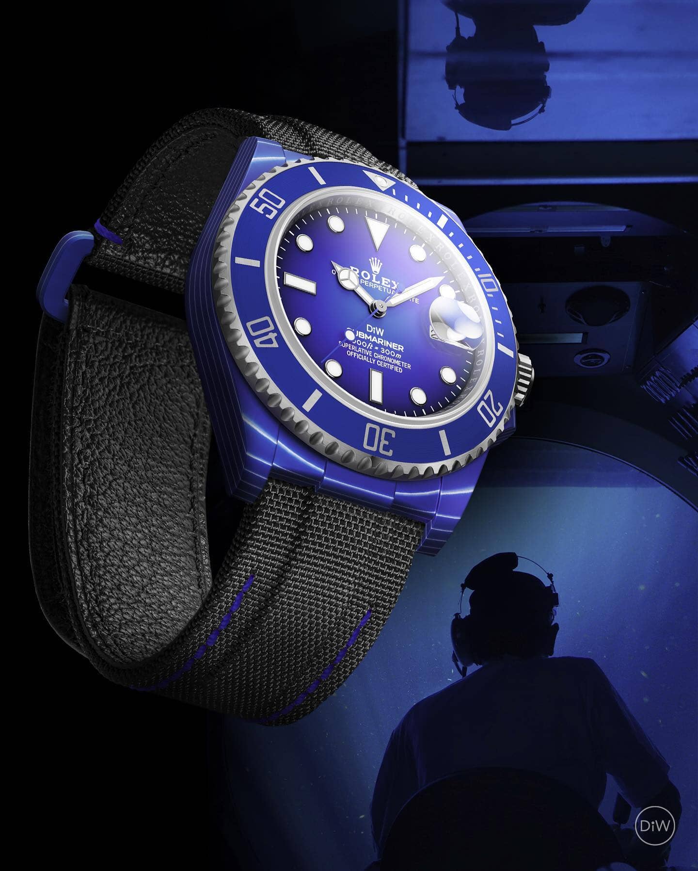 DEEP BLUE Rolex DiW Submariner CarboQuartz 石英纤维 劳力士DiW 蓝水鬼 | WORLDTIMER