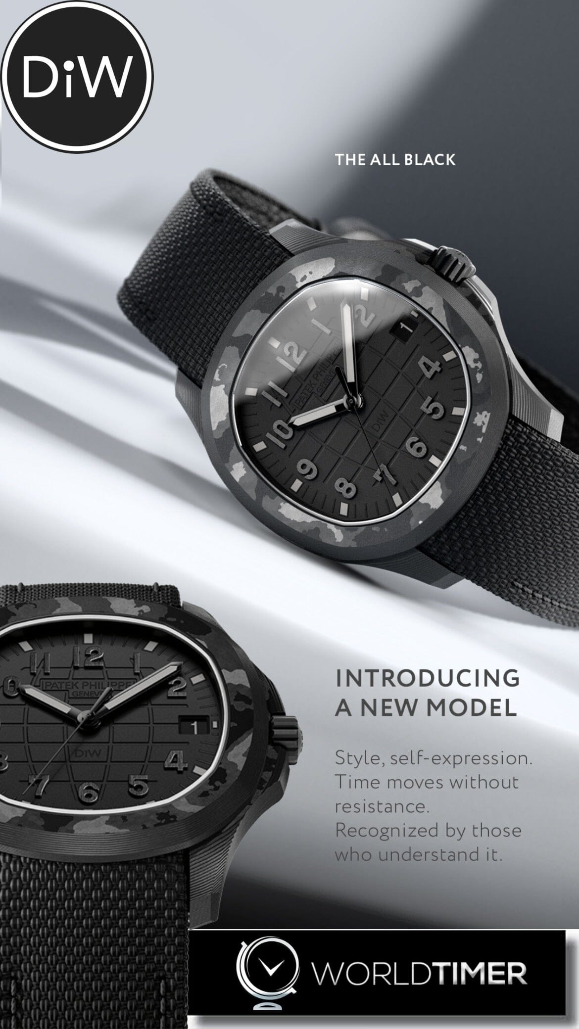 DiW Patek Philippe Aquanaut 5167【ALL BLACK】全球最轻百达翡丽5167 碳纤维手雷 DiW ALL BLACK | WORLDTIMER