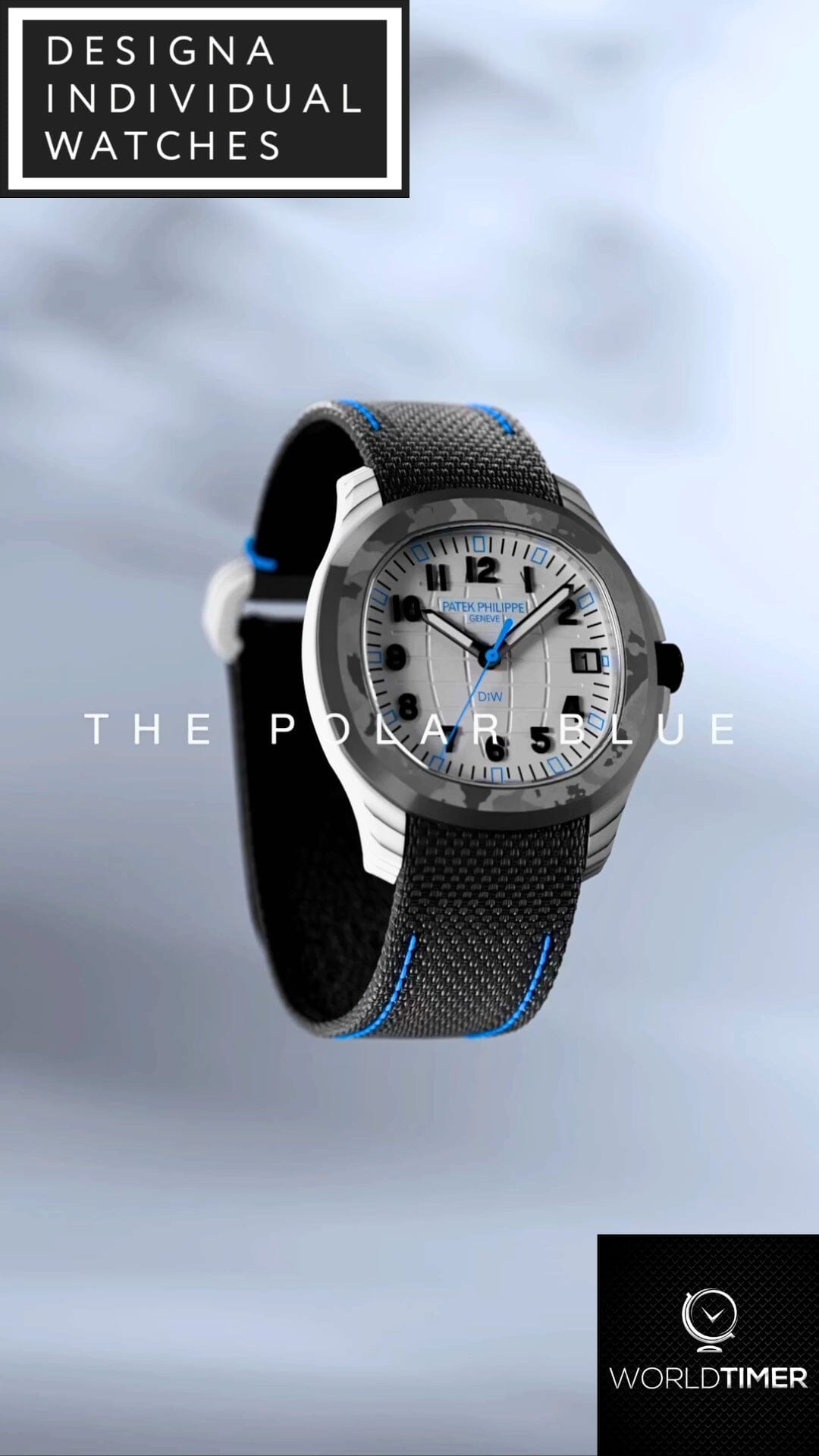 DiW Patek Aquanaut CarboQuartz【POLAR BLUE】DiW 石英纤维 百达翡丽5167 | WORLDTIMER