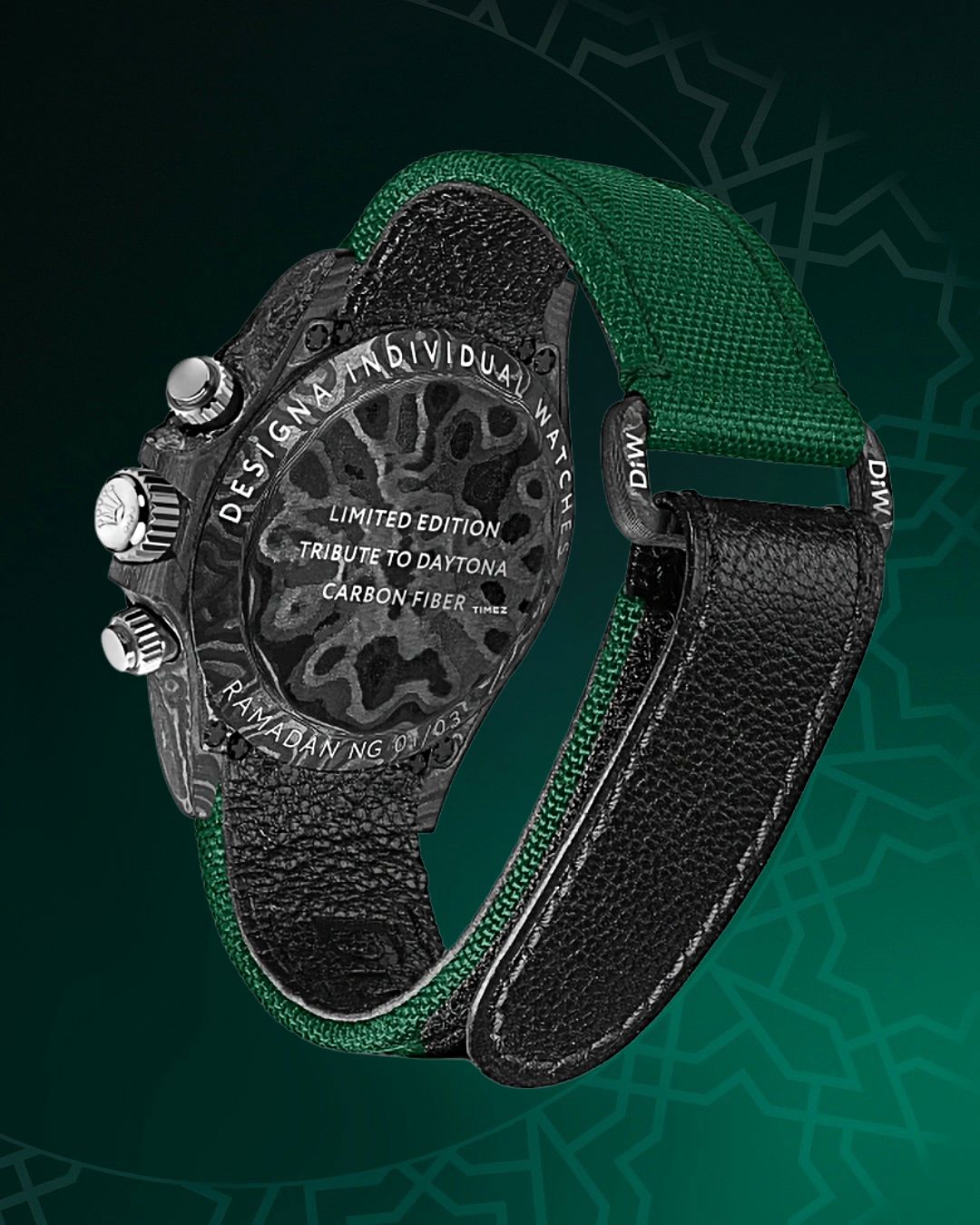 NTPT Carbon DiW Rolex Graphite Daytona RAMADAN 40mm Watch 劳力士DiW 碳纤维地通拿 | WORLDTIMER