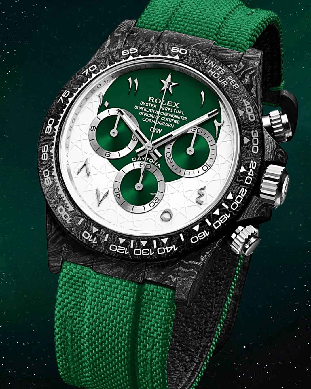 DiW Rolex Carbon Daytona RAMADAN 40mm Watch 劳力士DiW 碳纤维地通拿 | WORLDTIMER