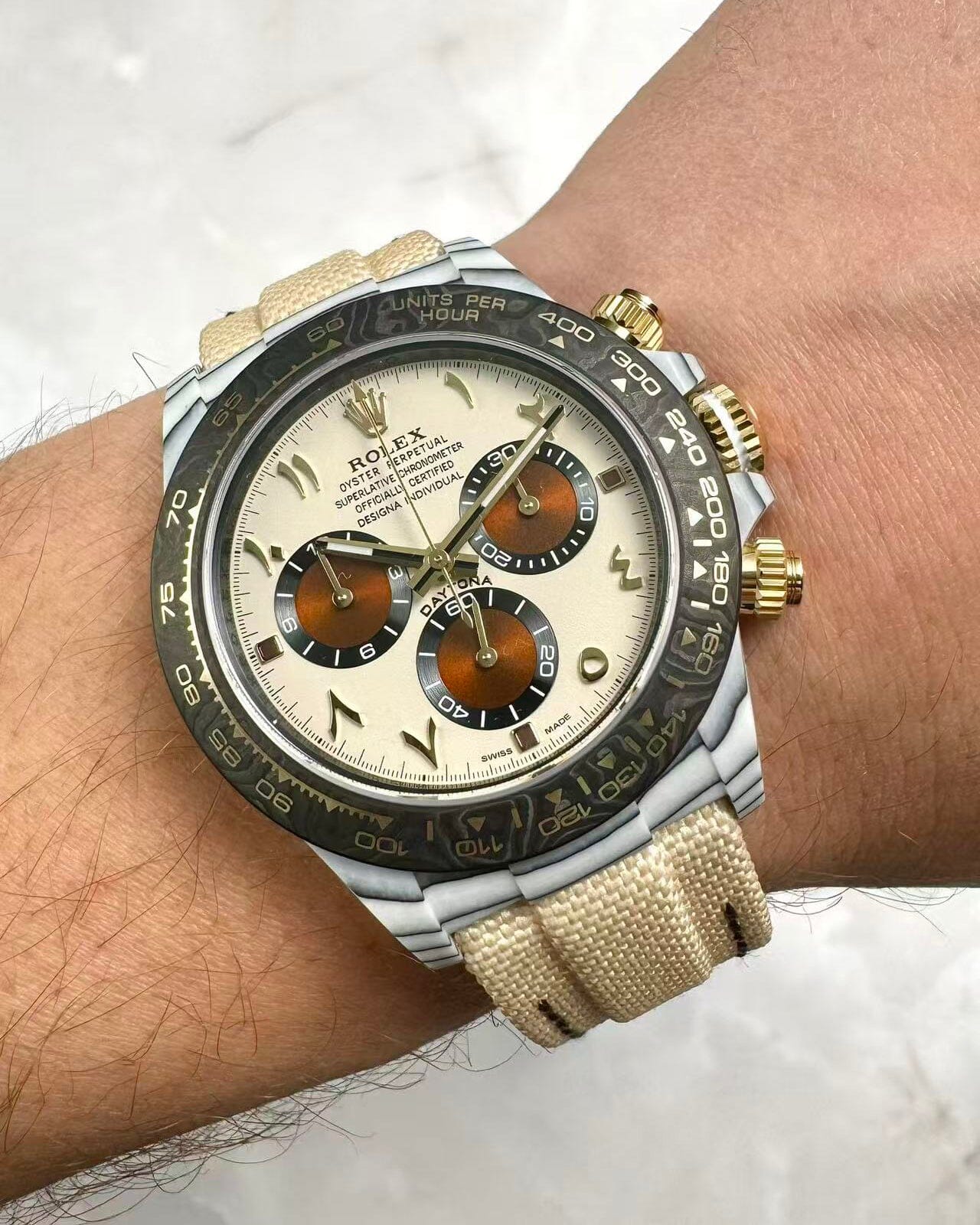 DiW Rolex Daytona DESERT EAGLE ARABIC Unique Watch 独一无二 劳力士DiW 沙漠之鹰 石英纤维迪通拿 | WORLDTIMER