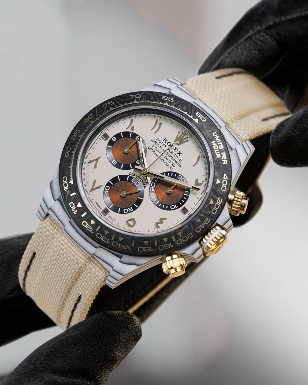 UNIQUE CarboQuartz DiW Rolex Daytona DESERT EAGLE ARABIC 独一无二 劳力士DiW 沙漠之鹰 石英纤维迪通拿 | WORLDTIMER