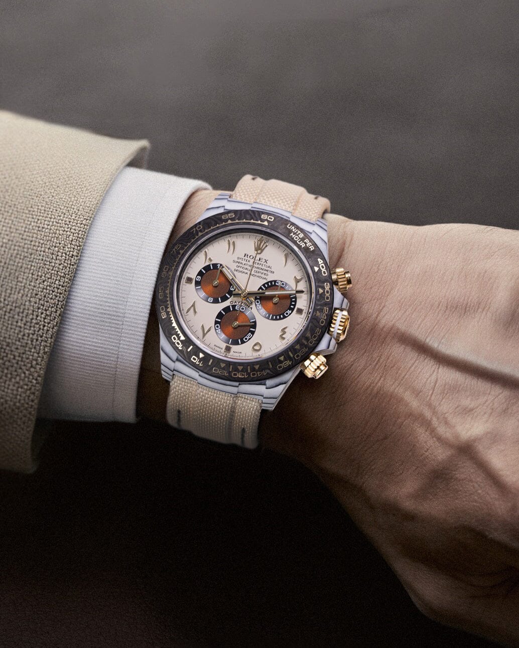 UNIQUE DiW Rolex Daytona DESERT EAGLE ARABIC 独一无二 劳力士DiW 沙漠之鹰 石英纤维迪通拿 | WORLDTIMER