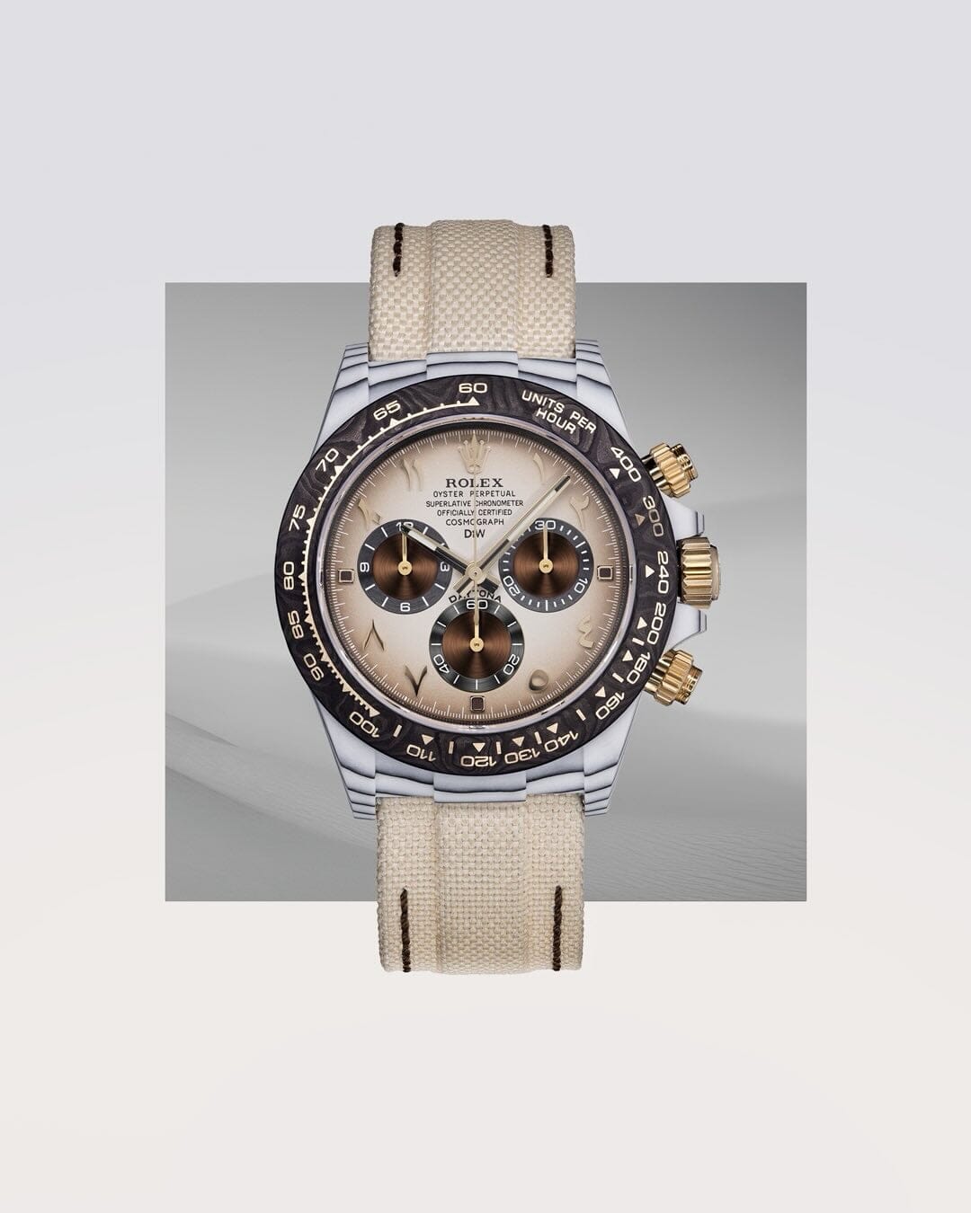 UNIQUE DiW Rolex Daytona DESERT EAGLE ARABIC 独一无二 劳力士DiW 沙漠之鹰 石英纤维迪通拿 | WORLDTIMER