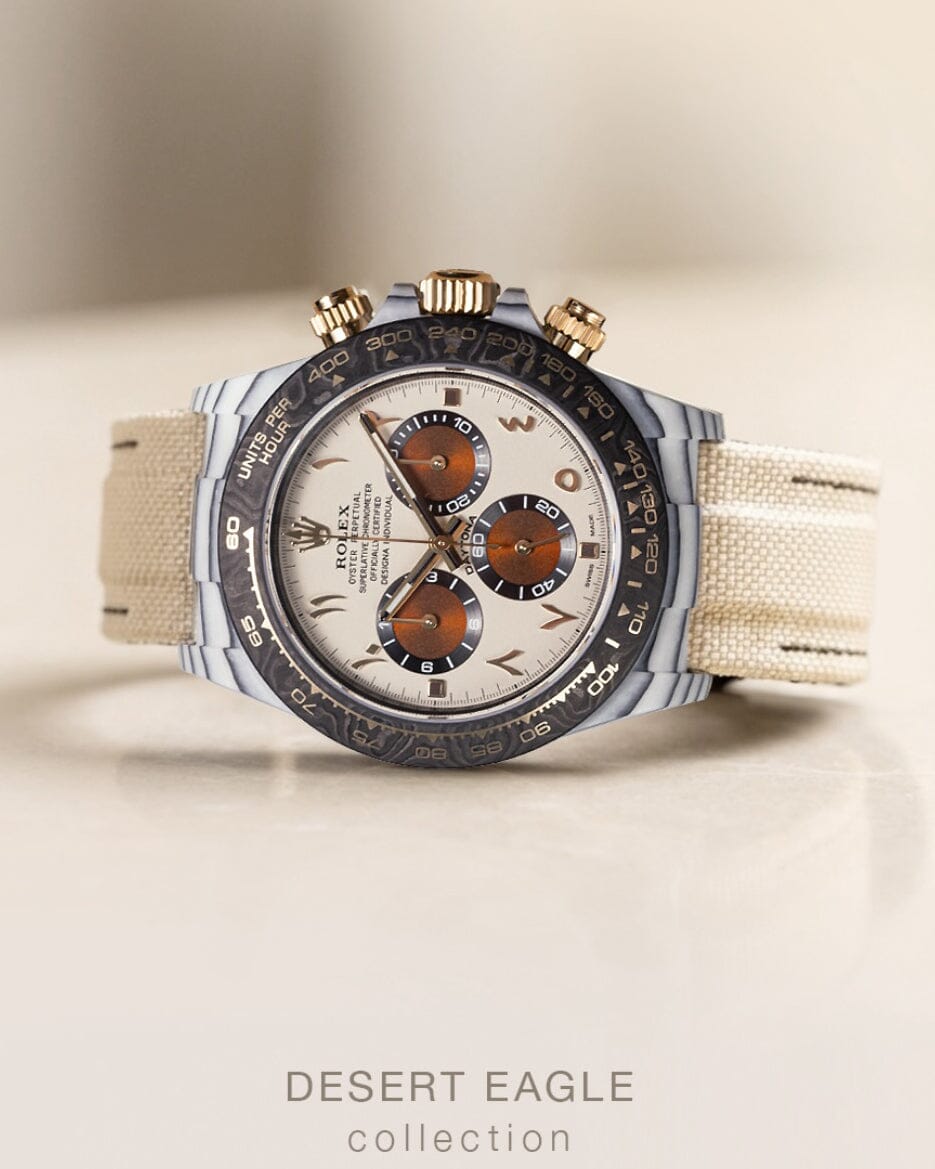DiW Rolex Daytona DESERT EAGLE ARABIC Unique Watch 独一无二 劳力士DiW 沙漠之鹰 石英纤维迪通拿 | WORLDTIMER