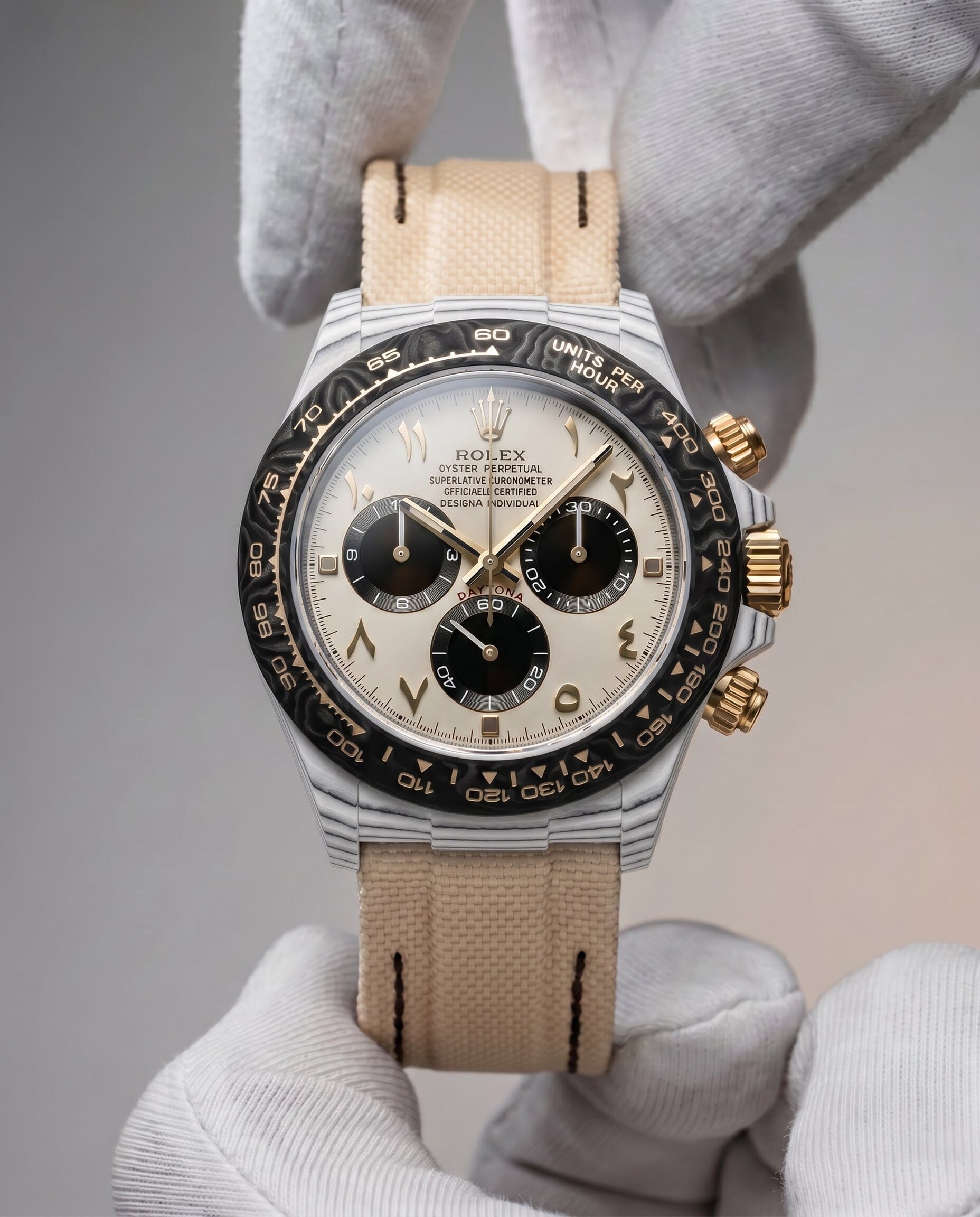 DiW Rolex Daytona DESERT EAGLE ARABIC Unique Watch 独一无二 劳力士DiW 沙漠之鹰 石英纤维迪通拿 | WORLDTIMER