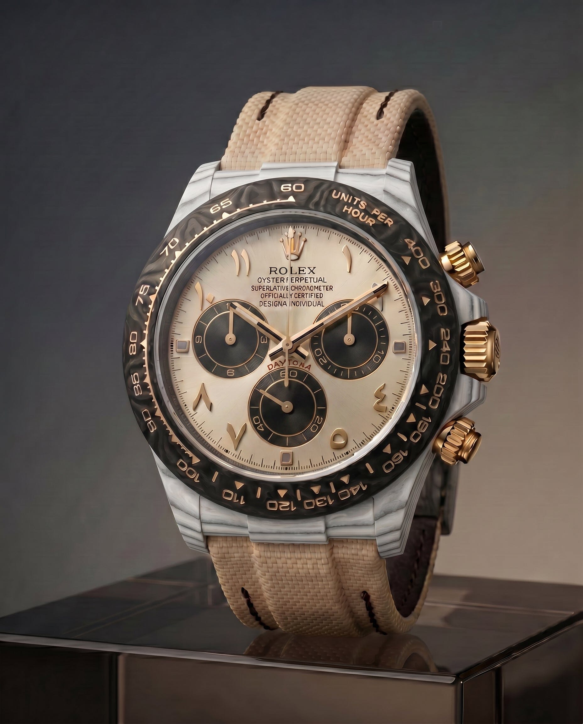 UNIQUE DiW Rolex Daytona DESERT EAGLE ARABIC 独一无二 劳力士DiW 沙漠之鹰 石英纤维迪通拿 | WORLDTIMER