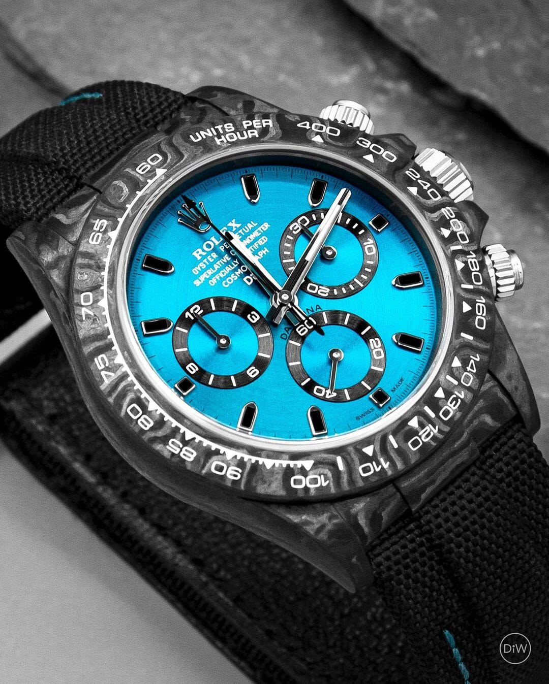 DiW Rolex Daytona Gradient Dial "AZURE UP PROJECT" 劳力士DiW 碳纤维迪通拿 渐变色表盘系列 | WORLDTIMER