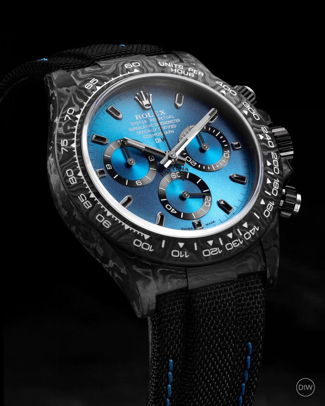 DiW Rolex Daytona Gradient Dial "AZURE UP PROJECT" 劳力士DiW 碳纤维迪通拿 渐变色表盘系列 | WORLDTIMER
