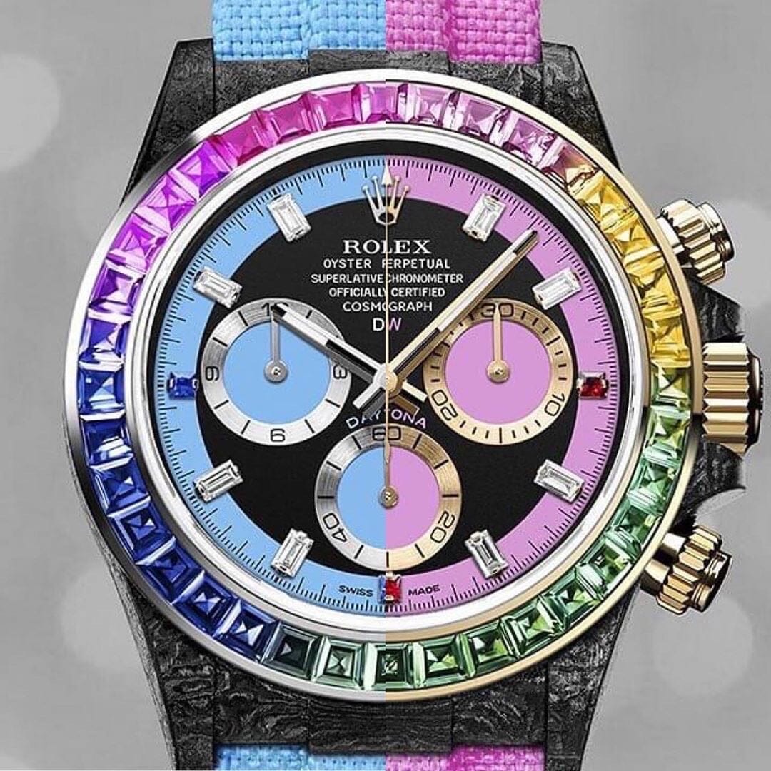 DiW Rolex Daytona RAINBOW BLUE 劳力士彩虹圈 DiW 碳纤维迪通拿 | WORLDTIMER