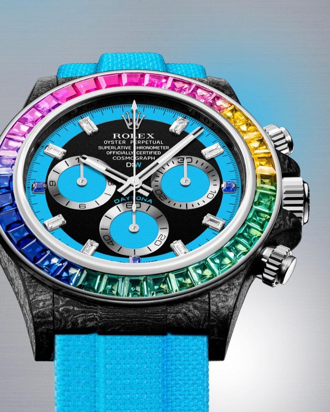 DiW Rolex Daytona RAINBOW BLUE 劳力士DiW 彩虹圈迪通拿 | WORLDTIMER