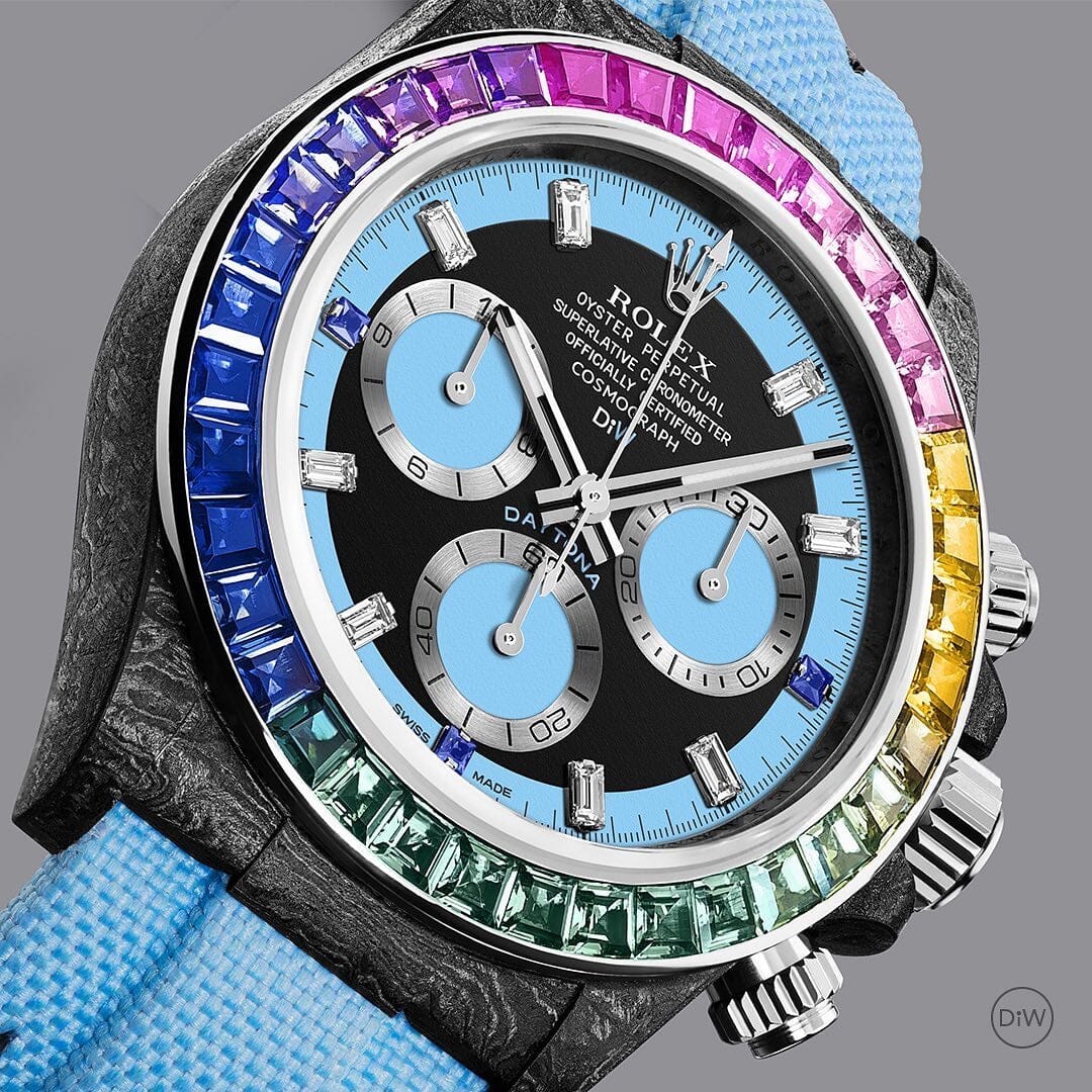 Rolex DiW Daytona RAINBOW BLUE 劳力士彩虹圈 DiW 碳纤维迪通拿 | WORLDTIMER