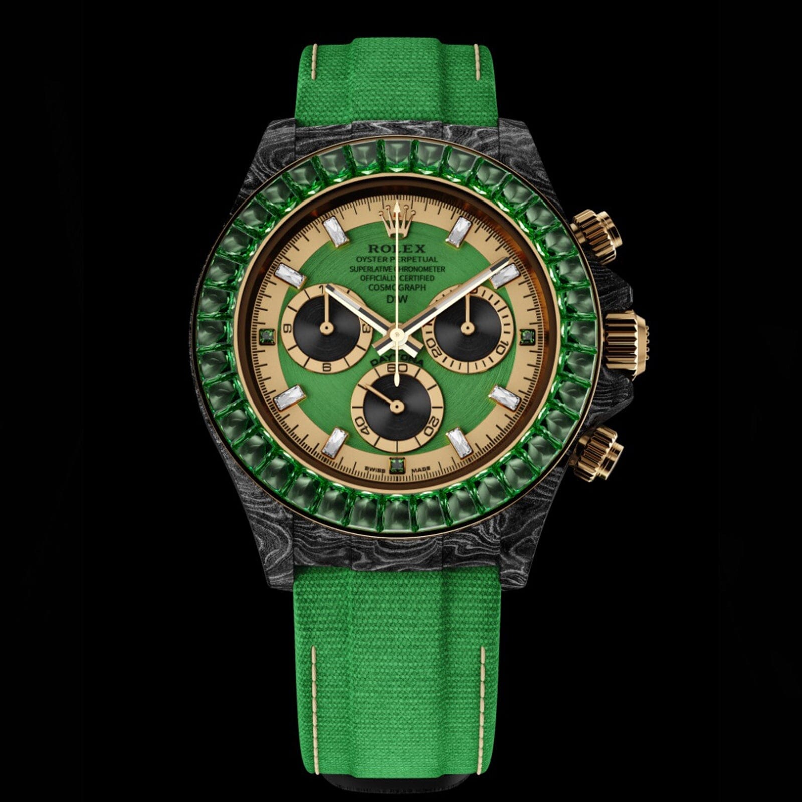 DiW Rolex Daytona RAINBOW EMERALD 劳力士DiW 钻石圈地通拿 | WORLDTIMER