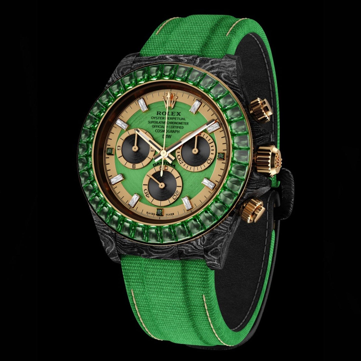 DiW Rolex Daytona RAINBOW EMERALD 劳力士DiW 钻石圈地通拿 | WORLDTIMER