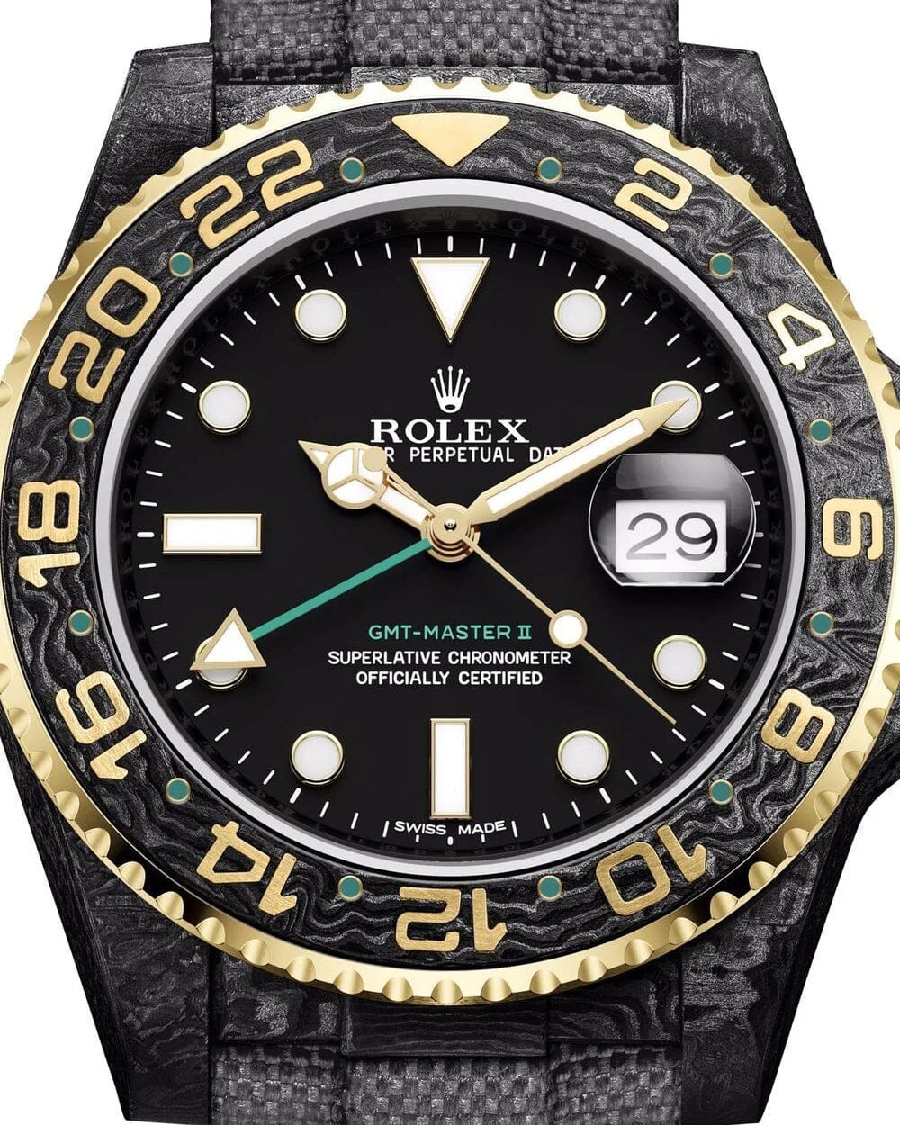 DiW Rolex GMT MASTER GOLDEN SPEEDSTER GREEN HAND 劳力士DiW 碳纤维格林尼治型 | WORLDTIMER