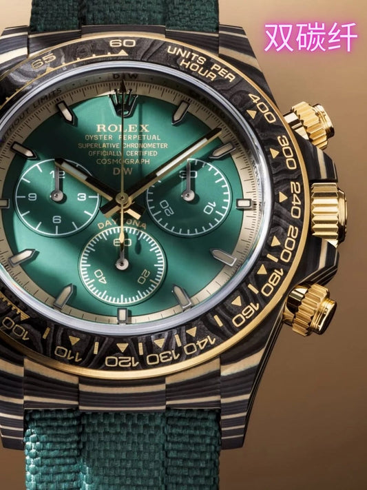 DiW Rolex Gold Daytona HERITAGE — Crafted in NTPT Carbon & CarboQuartz 劳力士DiW 金迪通拿 HERITAGE (4131 机芯｜126503) | WORLDTIMER