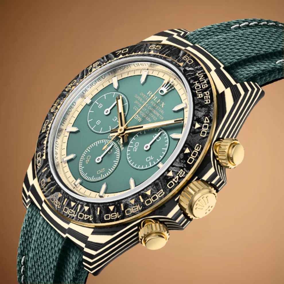 DiW Rolex Gold Daytona HERITAGE — Crafted in NTPT Carbon & CarboQuartz 劳力士DiW 金迪通拿 HERITAGE (4131 机芯｜126503) | WORLDTIMER