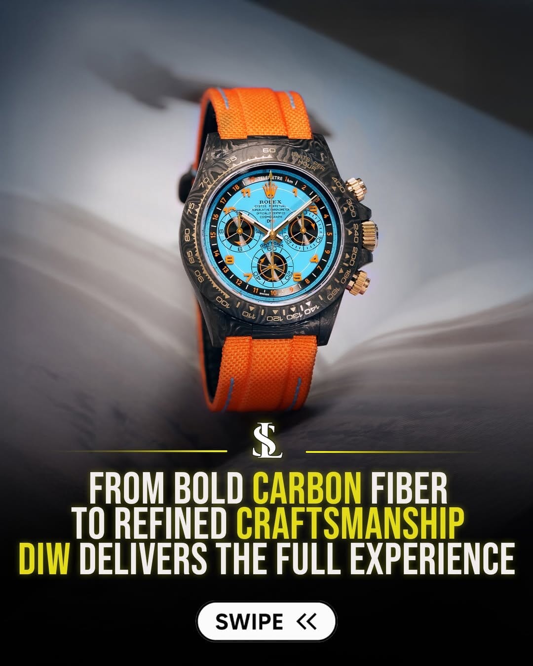 DiW Rolex Carbon Daytona AVIA AZURE BLUE 劳力士DiW 碳纤维迪通拿 | WORLDTIMER