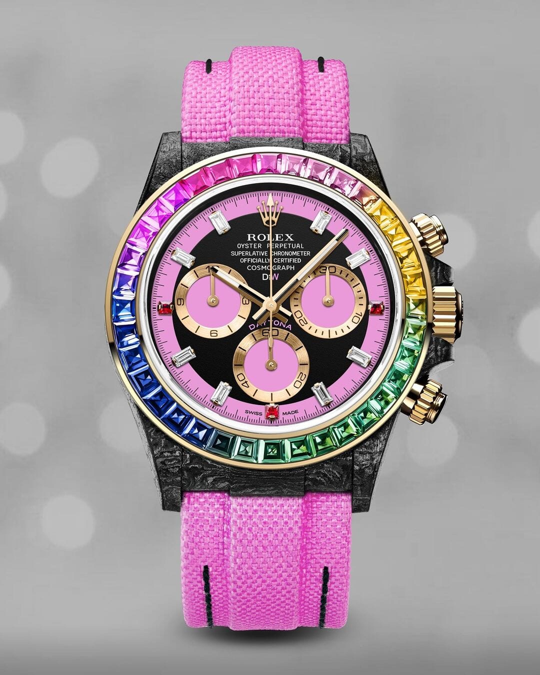 DiW Rolex Rainbow Daytona Women's Watch DiW 劳力士彩虹迪 碳纤维迪通拿 钻石女表 | WORLDTIMER