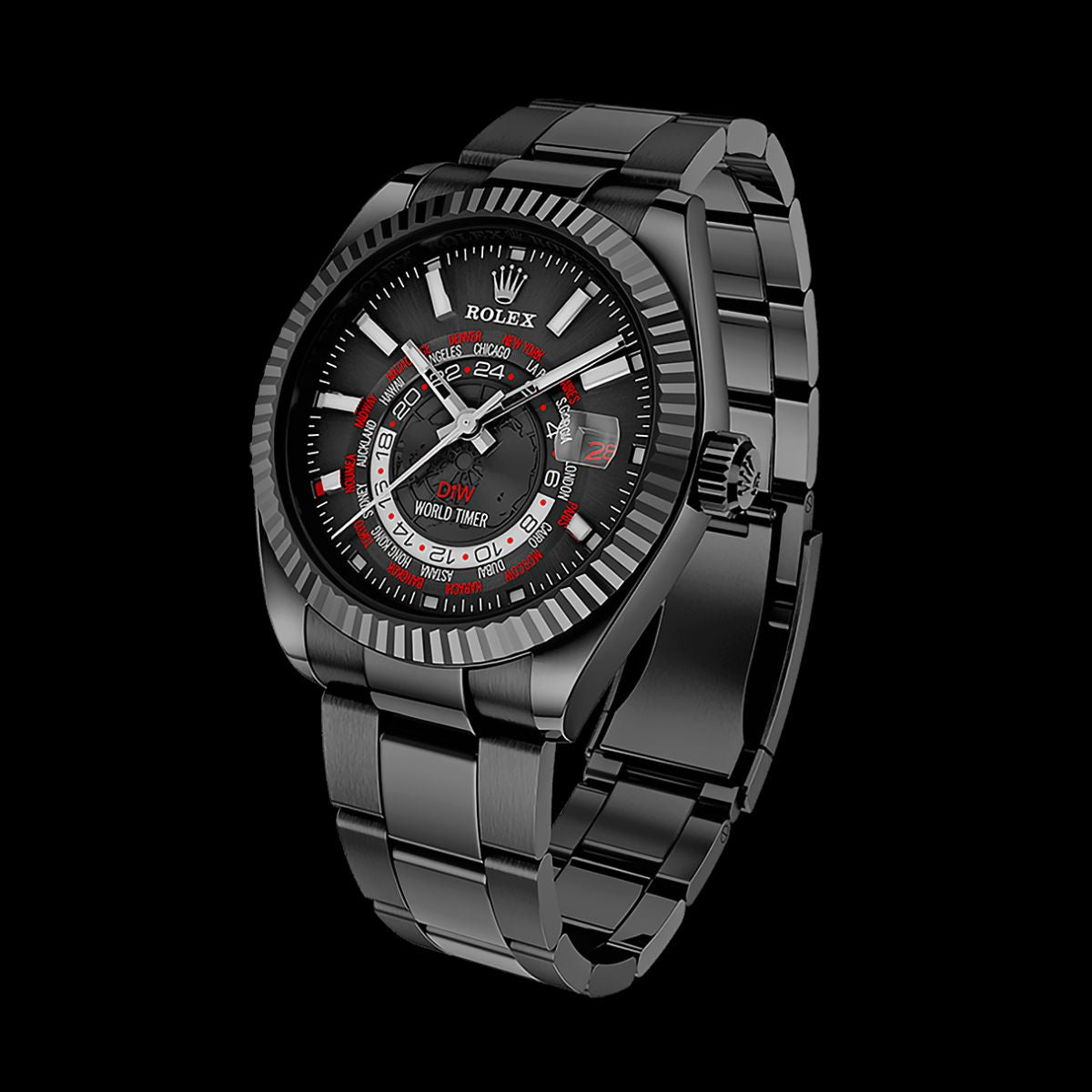 DiW Rolex Sky-Dweller 326934 "BLACK DLC RED" 劳力士DiW 纵航者型 | WORLDTIMER