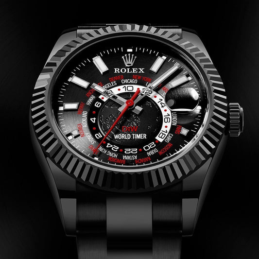 DiW Rolex Sky-Dweller 326934 "BLACK DLC RED" 劳力士DiW 纵航者型 | WORLDTIMER