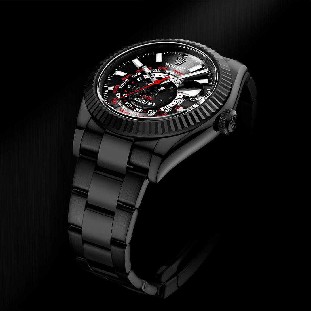 DiW Rolex Sky Dweller 326934 "BLACK DLC RED" 劳力士DiW 纵航者型 | WORLDTIMER