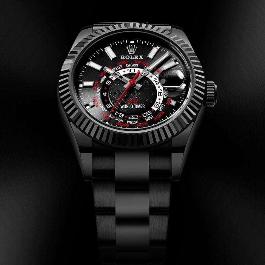 DiW Rolex Sky Dweller 326934 "BLACK DLC RED" 劳力士DiW 纵航者型 | WORLDTIMER
