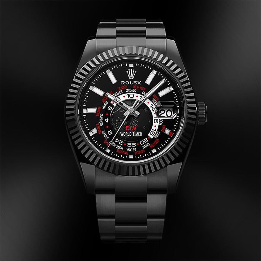 DiW Rolex Sky-Dweller 326934 "BLACK DLC RED" 劳力士DiW 纵航者型 | WORLDTIMER