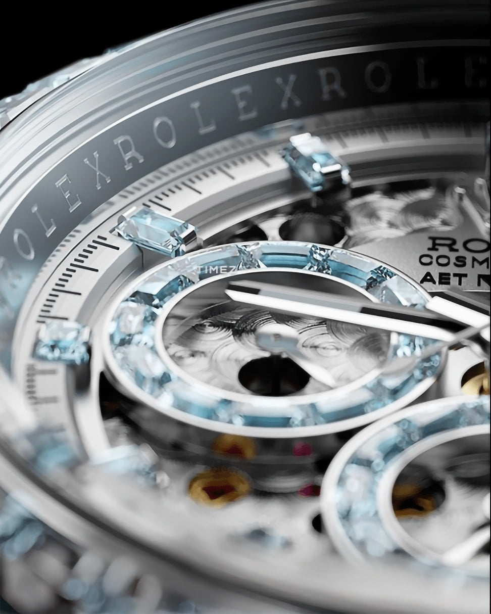 AET REMOULD Sapphire Rolex Daytona AZURE ELEGANCE 水晶勞力士 藍寶石地通拿 | WORLDTIMER