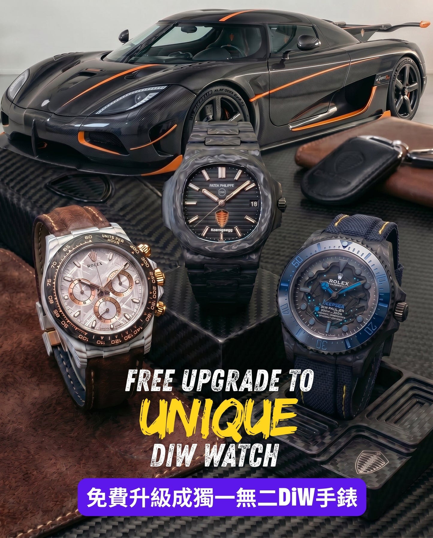 Free Upgrade To【UNIQUE】DiW Watch 免费升级成【独一无二】的【DiW】手表 | WORLDTIMER