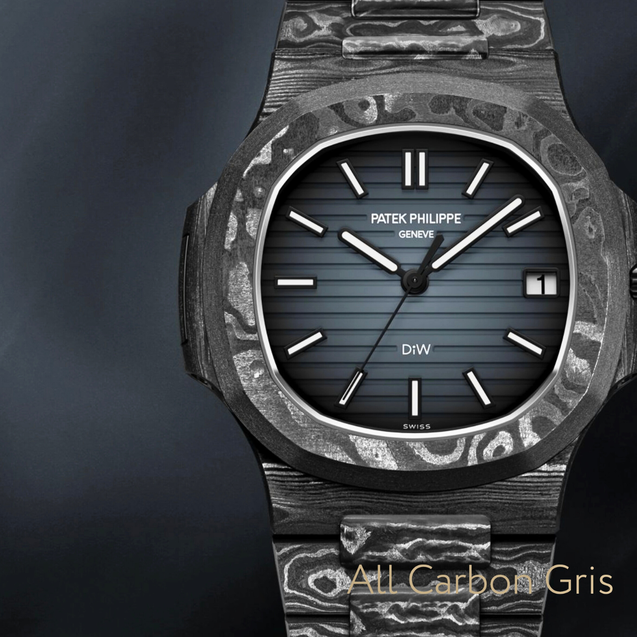 DiW Patek Nautilus ALL CARBON GRIS 百達翡麗鹦鹉螺 碳纤维5711 | WORLDTIMER