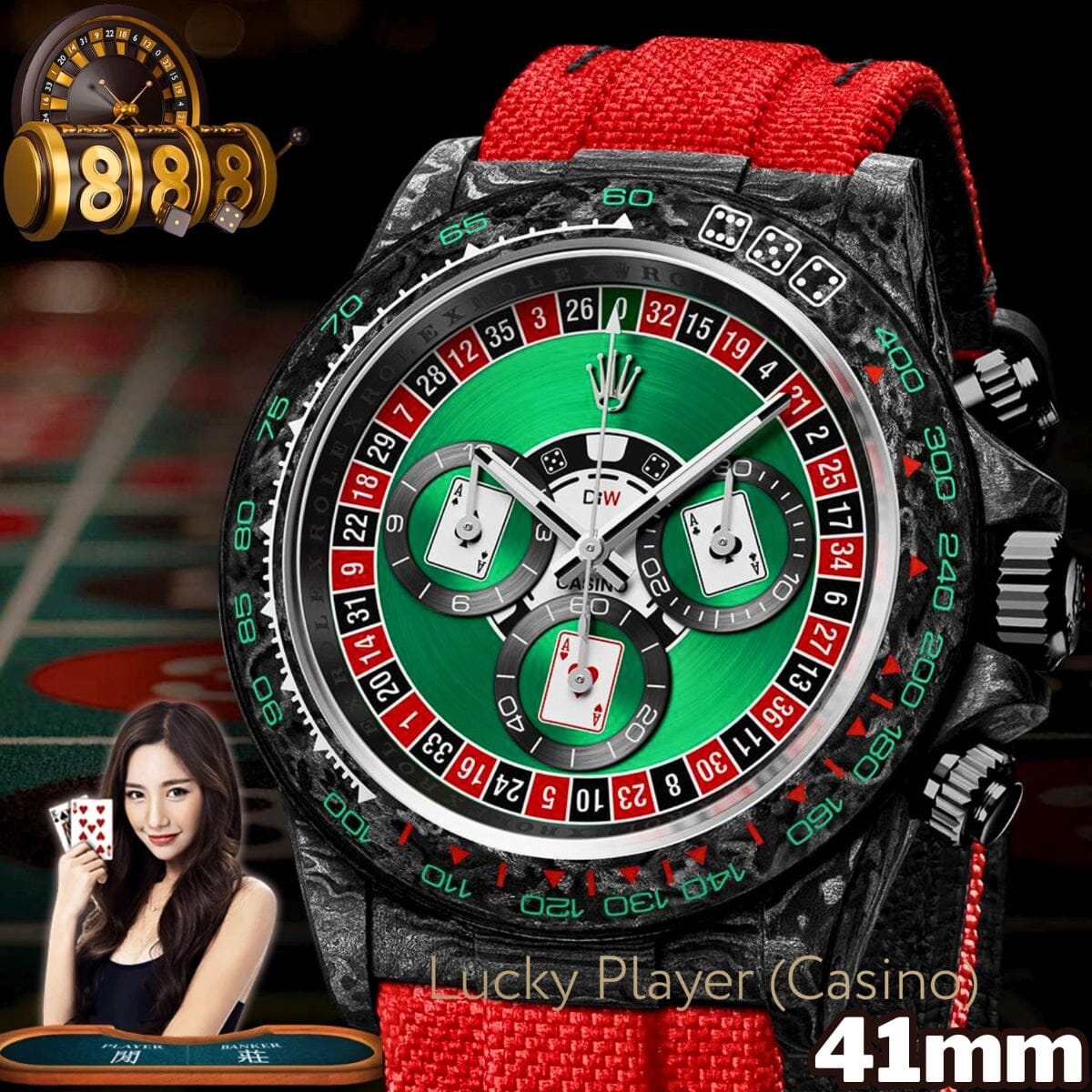 Rolex DiW Daytona "LUCKY PLAYER (CASINO) 41mm" 41毫米劳力士 碳纤维迪通拿 | WORLDTIMER
