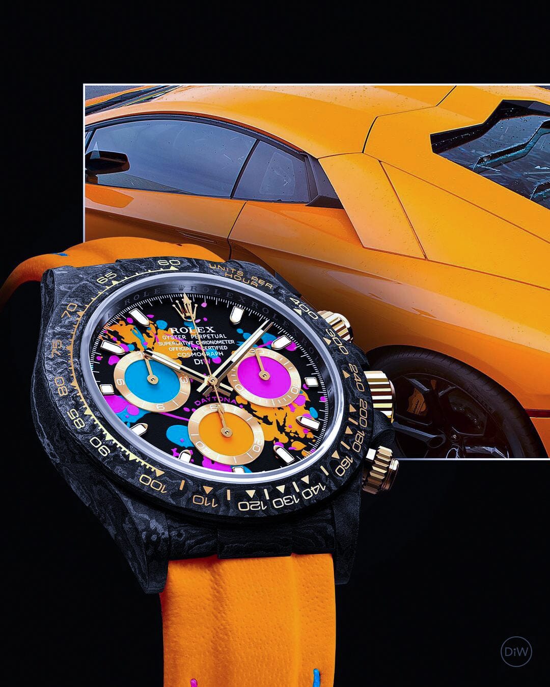 MOTLEY ORANGE Rolex DiW Daytona 劳力士碳纤维 DiW迪通拿 | WORLDTIMER