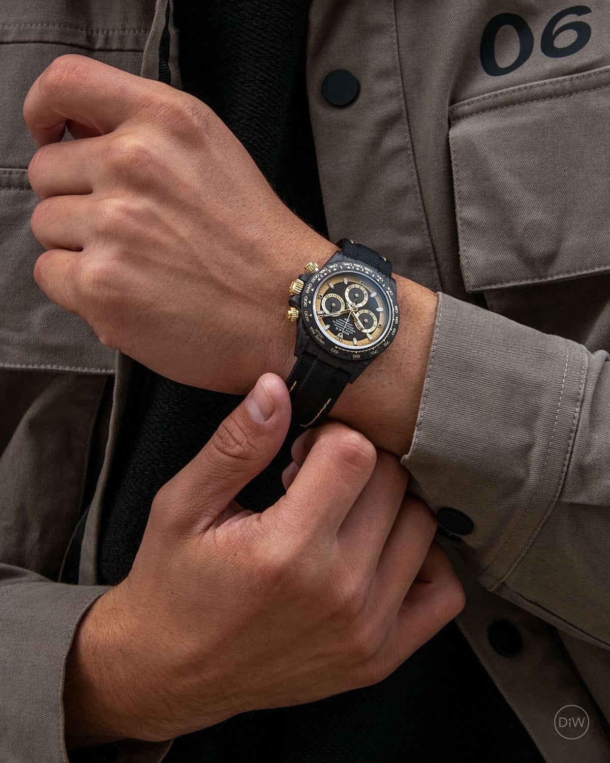 NTPT Carbon Rolex DiW Daytona CREAM INVERT GOLD 勞力士地通拿 DiW | WORLDTIMER