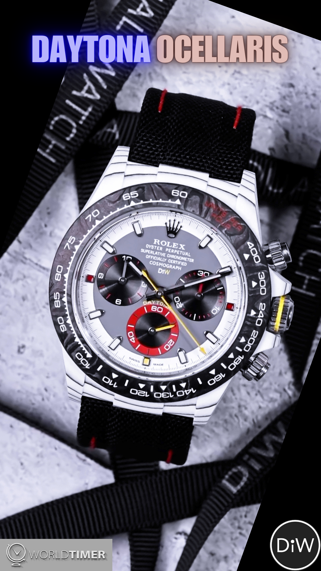 UNIQUE CarboQuartz Rolex Daytona DiW OCELLARIS 独一无二 定制劳力士 DiW迪通拿 | WORLDTIMER