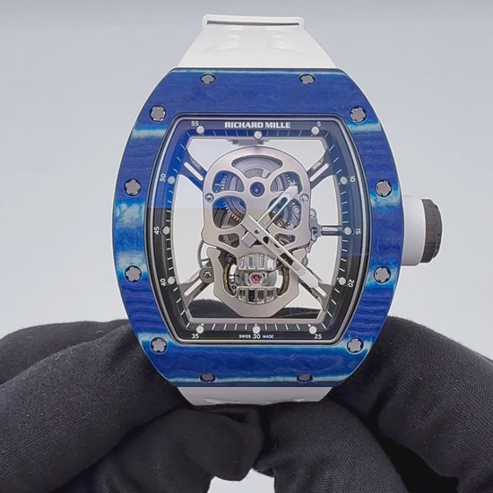 Richard Mille Skull RM 52-01 Blue Quartz TPT Tourbillon 理查德骷髅头 RM 52-01 蓝色 石英纤维 陀飞轮手表 | WORLDTIMER