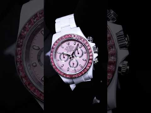 AET REMOULD PINK GEMSTONE CERAMIC 劳力士迪通拿 全陶瓷手表 | WORLDTIMER