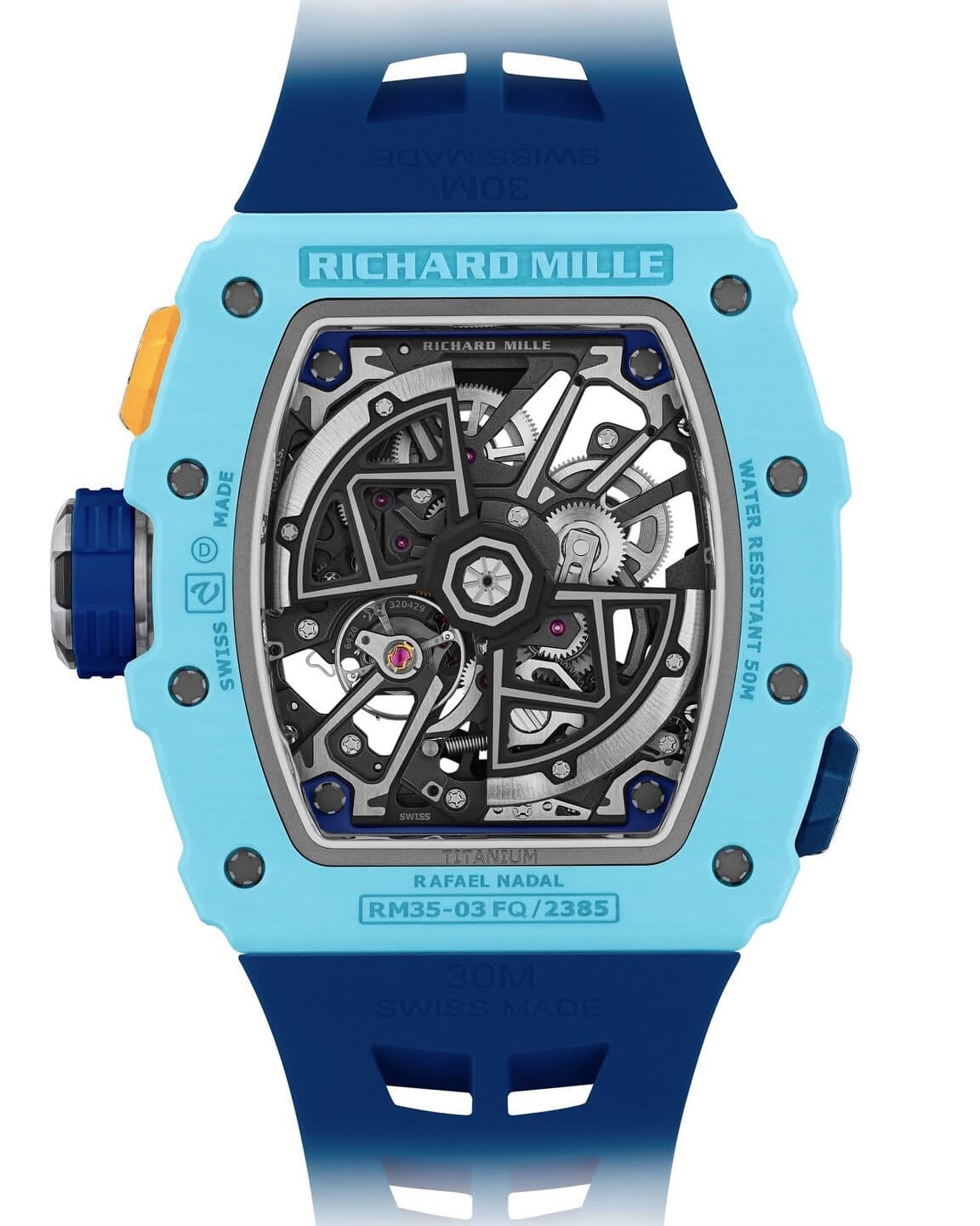Richard Mille Nadal RM 35-03 Pastel Blue Quartz TPT 理查米尔纳达尔 RM 35-03 淡蓝色 自动腕表 | WORLDTIMER