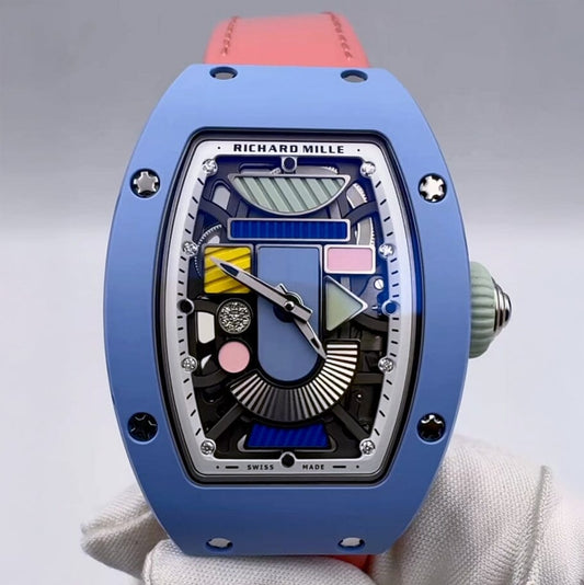 Brand New Richard Mille RM 07-01 Coloured Ceramics Powder Blue Automatic Winding 理查德米勒女表 RM 07-01 彩色陶瓷粉蓝色 | WORLDTIMER