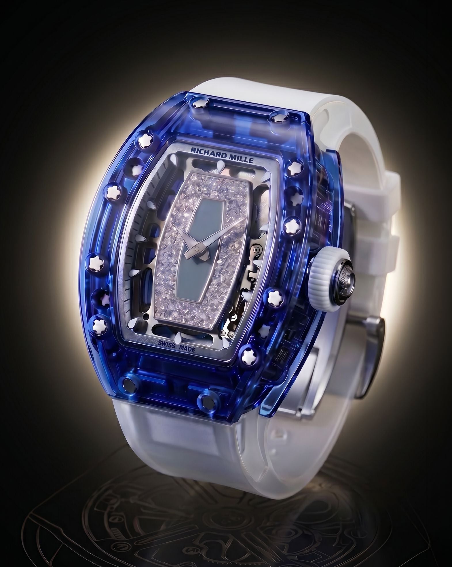 Richard Mille RM 07-01 Sapphire Bleu Ladies Watch 理查德米勒水晶壳 蓝色 RM 07-01 女士表 | WORLDTIMER