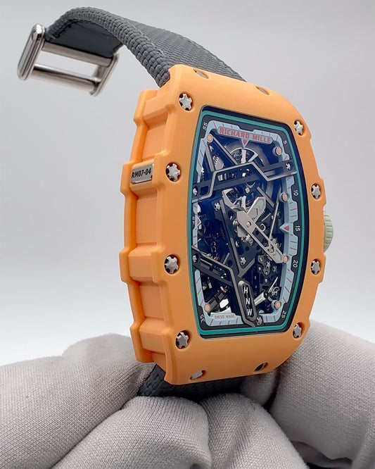 Richard Mille RM 07-04 Sport Salmon Pink Automatic Ladies Watch 理查德米勒女表 RM 07-04 三文鱼粉色 | WORLDTIMER