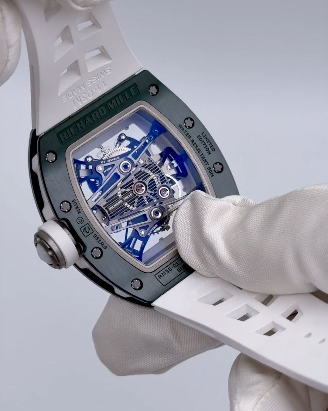 Richard Mille RM 38-01 Green G-Sensor Tourbillon 理查德米勒 RM 38-01 绿陶瓷 G-Sensor 镂空陀飞轮 | WORLDTIMER